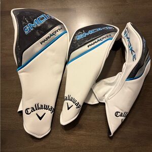 Set of 3 Callaway White and Black Headcovers with Blue Accents